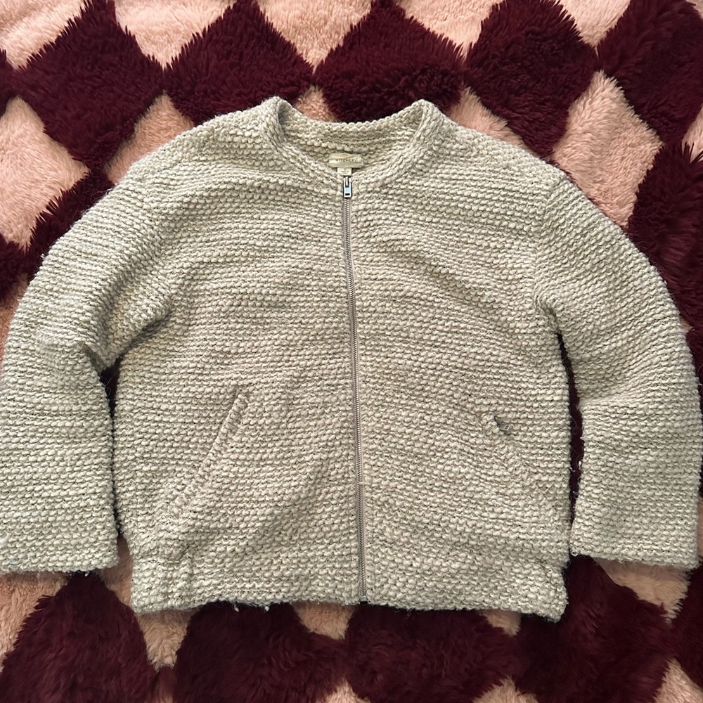 Witchery Cream Bouclé Zip Jacket